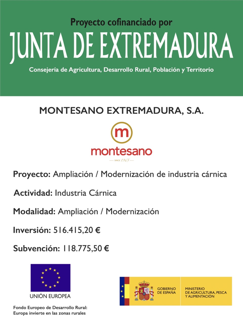 Sello proyecto cofinanciado por Extremadura