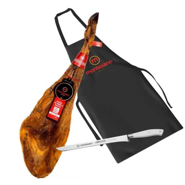 Pack - Acorn-Fed 50% Ibérico ham + Apron + Ham Knife